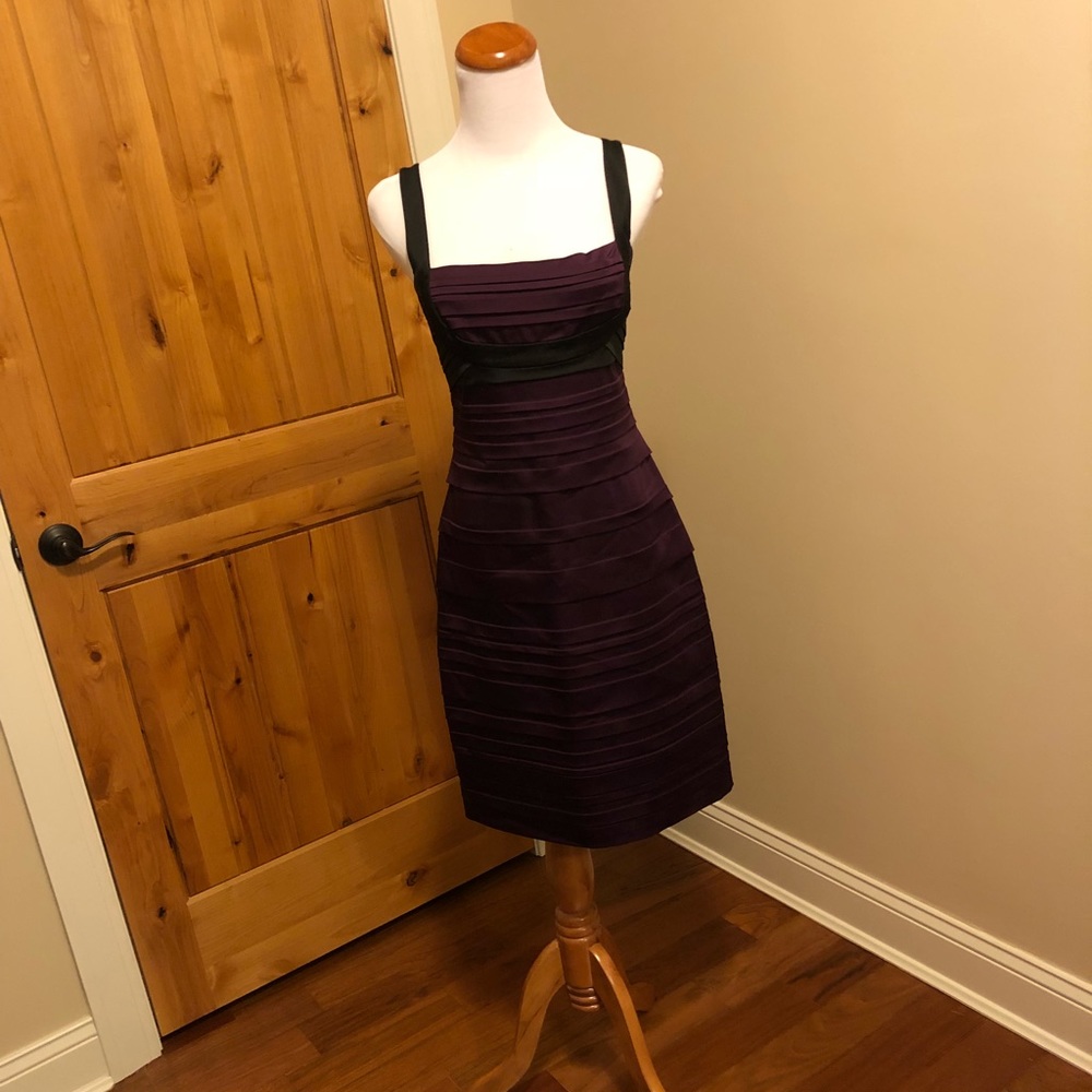 BCBG fitted plum and black dress